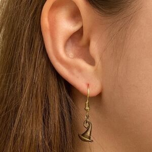 Handcrafted Bronze Tone Witches Hat Earrings